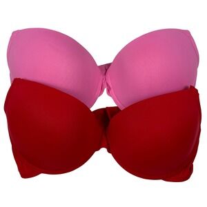 Juicy Couture 40D Bra Bundle (2) Pink & Red Full Coverage Underwire Bra 2801-134